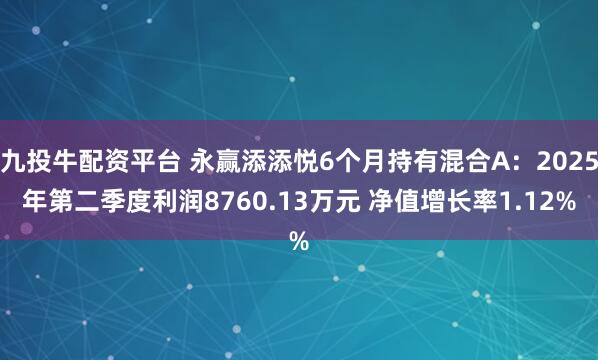 九投牛配资平台 永赢添添悦6个月持有混合A：2025年第二季度利润8760.13万元 净值增长率1.12%